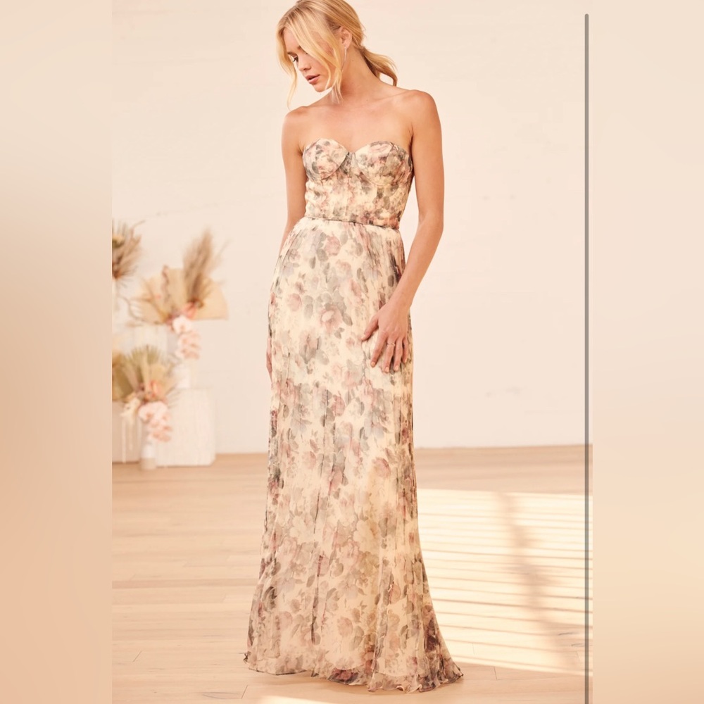 Most Beautiful Day Ivory Multi Floral Print Organza Maxi Dress